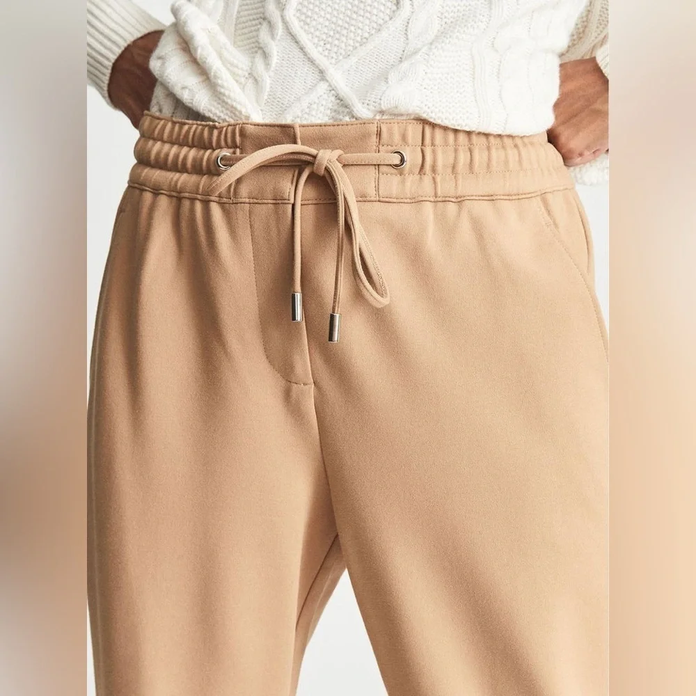 REISS Eve Pull On Jogger Pants In Camel US 10